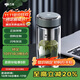 萬象（WANXIANG）雙層玻璃杯弧形款帶濾網商務水杯V269相思灰加厚耐熱泡茶杯