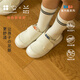 小藍羊（littlebluelamb）PUPUPULA聯(lián)名款校園室內(nèi)小白鞋透氣網(wǎng)面防滑軟底學(xué)步鞋男女運動鞋 橙珈藍 24碼 鞋內(nèi)長15.4cm