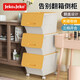 Jeko&Jeko收納箱特大號河馬口整理箱 M斜口翻蓋式置物箱零食玩具衣服儲物箱 40L黃色 三只裝【45.9*38.7*31cm