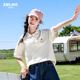 朱阿姨女大童短袖t恤夏季2025新款女童初中生夏裝polo衫青少年半袖上衣 米杏色 160