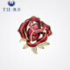 唐后聯(lián)名款高檔奢華水晶胸針女中式旗袍別針玫瑰胸花老師禮物女 寶石紅