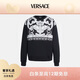 范思哲Versace男士黑色拼白色花紋衛(wèi)衣棉質(zhì)套頭衫M
