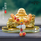 索飾汽車(chē)擺件沙金彌勒佛高檔車(chē)載中控臺飾品車(chē)內香水香薰奔馳寶馬奧迪 沙金彌勒佛【香水座】+玉髓葫蘆