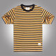AK ARMY 男裝 夏季新品男式純棉細條紋短袖T恤男士?；晟滥衪恤阿美咔嘰 黃黑條紋 L