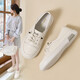 ZHR小白鞋女新品時(shí)尚潮流百搭休閑女鞋舒適透氣果凍平底真牛皮鞋子女 米色 37