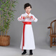 九虞氏兒童漢服演出服男女童古裝唐裝表演服裝幼兒園國學(xué)書(shū)童衣服 男童紅色 120（身高112-122cm）