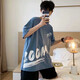 嘉曄短袖T恤男夏季五分袖T恤男士韓版中袖潮流5分短袖上衣服 kp911淺藍(lán)色 XL