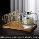 青蘋(píng)果（QINGPINGGUO） 涼水壺玻璃耐高溫家用大容量涼水壺泡茶壺套裝耐熱防摔裝開(kāi)水瓶 圓趣壺2200ML+6色杯+杯架+托盤(pán)