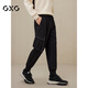 GXG男裝  黑色束腳工裝褲休閑褲大口袋潮流GEX10212793 黑色 M