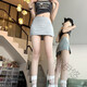 桃伊悠（taoyiyou）包臀開(kāi)叉裙褲A字瑜伽短褲防走光美式百搭設計防走光設計運動(dòng)短褲 灰色 S (建議75-90斤)