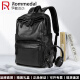 罗梅达尔（Rommedal）双肩包男新款时尚简约大容量旅行包背包头层牛皮学生书包男 黑色1 可放15.6寸电脑