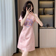 蕭遇（XIAOYU）2025年春季夏天新款女士裝短袖連衣裙小個(gè)子穿搭中式旗袍氣質(zhì)衣服 粉色 XL 115-125斤