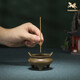 銅師傅銅爐擺件銅香爐橋耳三足爐宣德?tīng)t 沖耳爐香插銅香薰爐 香爐擺件 橋耳三足爐（紫銅）