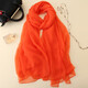寶佳貝怡絲巾女雪紡春秋披肩夏季長(cháng)款韓版防曬圍巾純色紗巾薄款大沙灘巾 橘色 尺寸110*150左右
