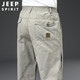 Jeep吉普休閑褲男中年夏季新品薄款純棉寬松直筒工裝褲多口袋直筒褲 淺灰色 XL（建議140-160斤）