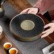 領(lǐng)藝古韻烏金石茶盤(pán)日式家用小號(hào)石頭儲(chǔ)水圓形簡(jiǎn)約陶瓷不含茶具 古韻烏金石小彩盒裝