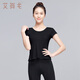 艾舞戈成人舞蹈服女夏季短袖修身T恤圓領(lǐng)練功服上衣芭蕾舞服藝考基訓(xùn)服 圓領(lǐng)-黑色 M