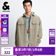 杰克·瓊斯（JACK&JONES）男裝25年秋季外套男士純棉休閑簡(jiǎn)約OVERSIZE寬松潮流長(cháng)袖襯衫外套 E11卡其色 常規 L