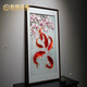 伯莎丹頓 蘇繡客廳畫(huà)魚(yú)戲花錦鯉掛畫(huà)純手工刺繡精品玄關(guān)裝飾新中式過(guò)道壁畫(huà)高檔喬遷禮品 鏡框尺寸：65*125cm