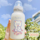 波比熊ins創(chuàng  )意奶嘴磨砂玻璃杯少女心成人奶瓶杯子學(xué)生可愛(ài)小熊水杯帶吸管杯好看的杯子奶瓶 奶嘴多個(gè)草莓320毫升+防塵蓋重力球+杯刷