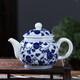 盛天下 盛天下景德鎮陶瓷茶壺功夫茶具壺嘴過(guò)濾單壺壺承帶手柄泡茶壺 青花款西瓜壺（單壺）