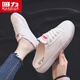 回力帆布半拖鞋女懶人鞋一腳蹬冬季低幫新款布鞋男女休閑鞋百搭小白鞋 純白色 42