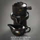 豪祥 紫砂懶人自動(dòng)陶瓷茶壺沖茶器單個(gè)旋轉石磨家用辦公功夫茶具配件 黑靜泡茶壺+茶海（矮款）