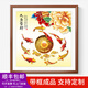繪揚 牡丹九魚(yú)圖掛畫(huà)中式客廳電視墻上裝飾畫(huà)餐廳飯廳小尺寸玄關(guān)壁畫(huà) 6-九魚(yú)聚財 帶框尺寸60*60cm 咖啡色框