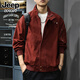 JEEP SPIRIT吉普立領(lǐng)紅色工裝男夾克外套男美式復古2025新款上衣秋冬刺繡休閑 紅色 L 合適體重130-145斤