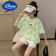 迪士尼（Disney）短袖T恤女童夏裝洋氣2024上衣新款韓版中大童時(shí)髦潮童裝薄款兒童 綠色上衣 150cm