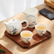 海的（seas）海洋貝瓷旅行茶具套裝陶瓷骨瓷戶外便攜功夫茶具抗菌易潔便攜式包 藍(lán)色