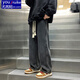 尤芮軻胖子大碼230斤直筒牛仔褲男大碼春秋季2023款高中生寬松休閑長褲 黑色 XXXL 160~180斤可穿