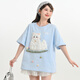 森女部落薄荷綠baby藍(lán)少女小狗貼布繡T恤短袖女原創(chuàng)學(xué)生 藍(lán)色（單件） S