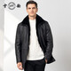 雪豹真皮皮衣男頭層鹿皮商務(wù)休閑體制內毛領(lǐng)水貂內膽中長(cháng)夾克外套 黑色 4XL / 56(190/108A)