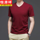 恒源祥短袖t恤男V領(lǐng)夏季純棉100%白色內搭半袖男士純色全棉打底衫 V領(lǐng)酒紅色 L 170建議120-140斤