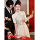 麥斯貝思新中式2025新款旗袍敬酒服新娘小個(gè)子訂婚禮裙女晚禮服平時(shí)可穿 香檳色 M（建議96-105斤）