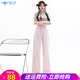 歐貝汐2025春夏百搭新款闊腿褲拖地褲高腰彩色牛仔褲女長褲和加長褲 淺粉色加長褲 M