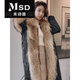 米詩德（MISHIDE）加肥加大碼皮草派克服200斤女可拆卸內(nèi)膽皮毛一體加厚大毛領(lǐng)外套 黑色外殼+本色過膝款 衣長(zhǎng)110厘米左右 5XL180-210斤