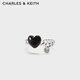 CHARLES&KEITH織夢(mèng)桃心系列個(gè)性開口戒指女CK5-31470113 Black黑色 S