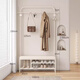 涌乾輕奢玄關(guān)落地門(mén)口衣帽架鞋架奶油風(fēng)入門(mén)鞋柜坐凳換鞋凳掛衣架一體 100奶白色皮革帶衣架（加高款）