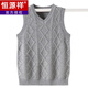 恒源祥羊毛背心男秋冬季潮流針織馬甲男士純色針織坎肩V領(lǐng)扭花毛線(xiàn)馬夾