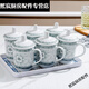 憐伊塵商務(wù)接待茶杯6只套裝景德鎮(zhèn)陶瓷杯帶蓋辦公室會議杯托盤家用瓷茶 綠色 青瓷韻六個帶托盤