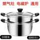 16/18/20/22/24/26特厚湯鍋燉湯鍋奶鍋火鍋蒸鍋煲湯鍋家用煮粥電磁爐煤氣爐通用 24CM雙柄加厚單底【帶蒸格】