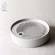 九土手工陶瓷圓形茶盤(pán)儲水式托盤(pán)茶托簡(jiǎn)約不銹鋼拉絲排水功夫茶具家用