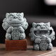 赟婭國潮風(fēng)石獅子一對小號風(fēng)獅爺桌面吉祥物茶寵擺件創(chuàng)意盆栽魚缸裝飾 青砂石_風(fēng)獅爺（招財(cái)+進(jìn)寶）