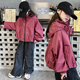 貝孩趣女童外套春秋款2025新款童裝女中大童加棉連帽衣服兒童冬裝沖鋒衣 酒紅色【春秋款】 170 碼(建議身高155-165厘米)