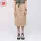 漁漁半身裙女2024新款夏時(shí)尚簡(jiǎn)約個(gè)性設計師款高腰中長(cháng)半裙FGGB7208 深卡其 L