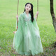 九能女童漢服夏款超仙女古裝兒童2025新款古風(fēng)公主裙出演服禮服秋季 淺綠色 160