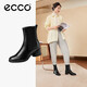 愛步（ECCO）靴子女 冬季休閑粗跟切爾西女靴皮靴 雕塑222433 HL 黑色22243301001 36