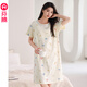 芬騰睡裙女士夏季薄款短袖純棉大碼可愛(ài)睡衣家居服全棉女款連衣裙 FX25290102淺杏 3XL 建議:160-175斤